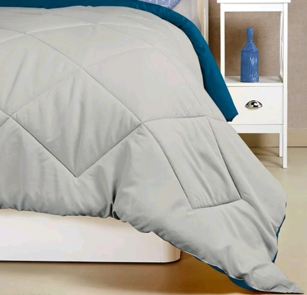  Relaxfeel 250 GSM Premium Luxury 5 Star Microfibre Reversible Soft Plain Quilted 90x100 Inch Double Bed Comforter / Quilt / Duvet / Razai / Rajai (  Blue/ Grey  ) - Free Size,  Blue/ Grey ,  Microfiber,  Rajai, Pack of1